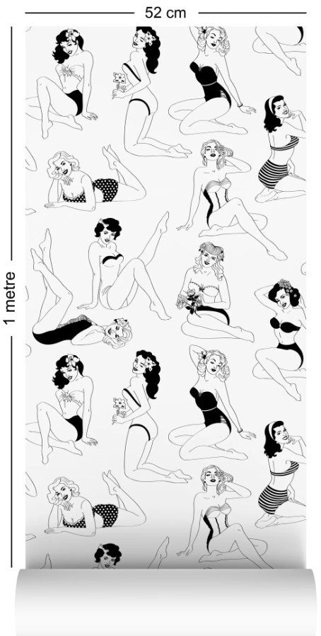 Pin-Up Wallcovering by Dupenny - Black and White