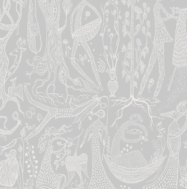 Poeme D'Amour Wallcovering by Schumacher - Grey