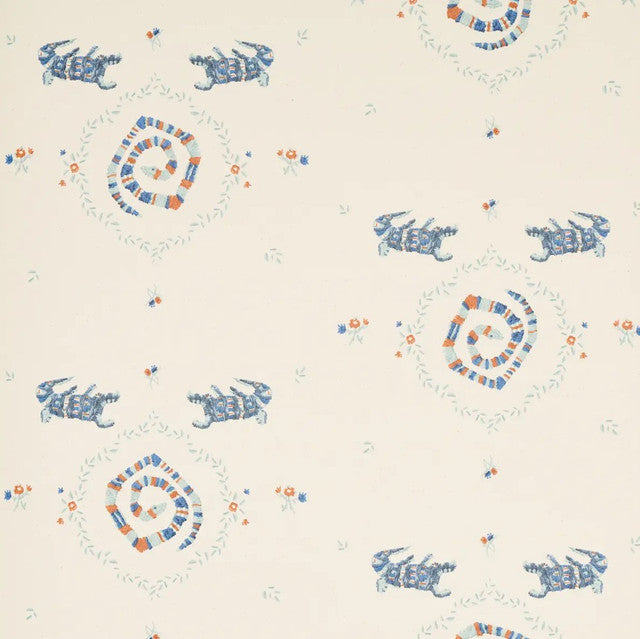 Reptilia Wallcovering by Schumacher - Warm Blue