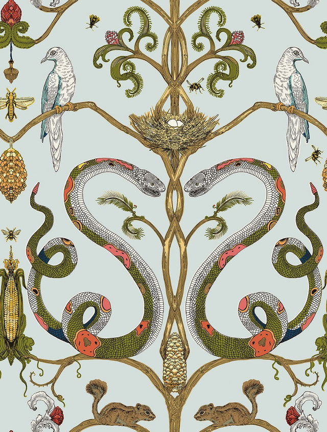 Snake Party 2.0 Wallcovering by Merenda Wallpaper - Tranquil