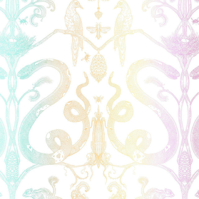 Snake Party Wallcovering by Merenda Wallpaper - Rainbow Pastel