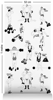 Strongman Wallcovering by Dupenny - Black and White