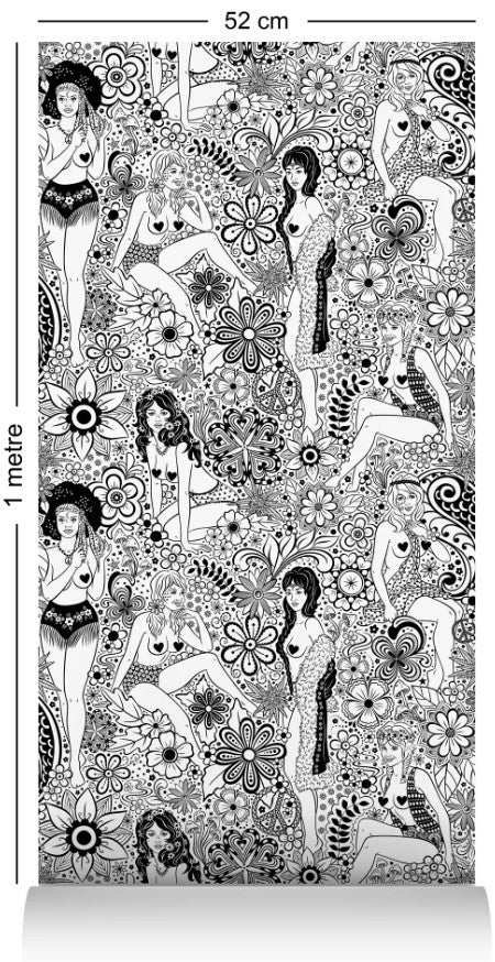 Summer of Love *Censored* Wallcovering by Dupenny - B&W