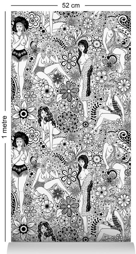 Summer of Love *Uncensored* Wallcovering by Dupenny - B&W