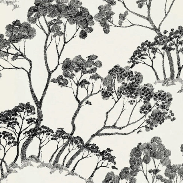 Timber ! Wallcovering by Schumacher - Black & White