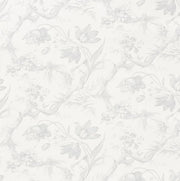 Toile De Fleurs Wallcovering by Schumacher - Grisaille