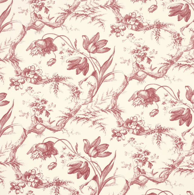 Toile De Fleurs Wallcovering by Schumacher - Rouge