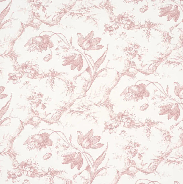 Toile De Fleurs Wallcovering by Schumacher - Pink
