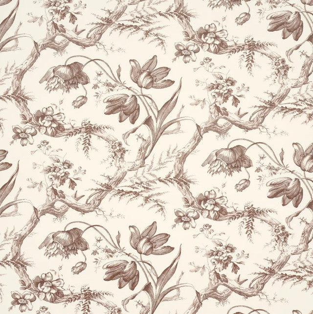Toile De Fleurs Wallcovering by Schumacher - Fawn