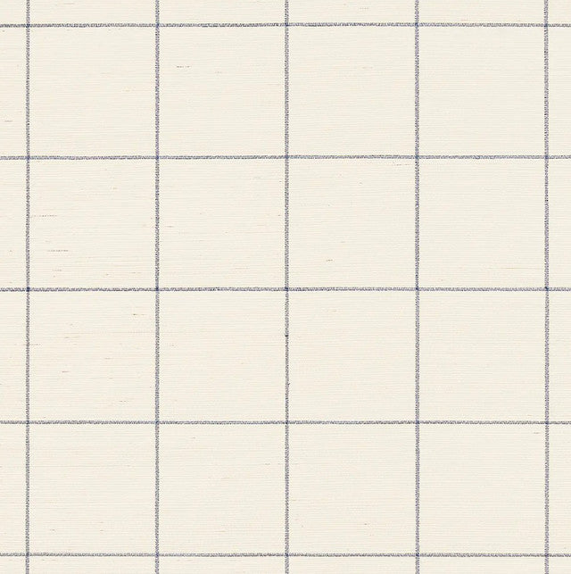 Windowpane Embroidered Sisal Wallcovering by Schumacher - Navy