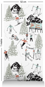 Winter Sports Wallcovering by Dupenny - Black and White