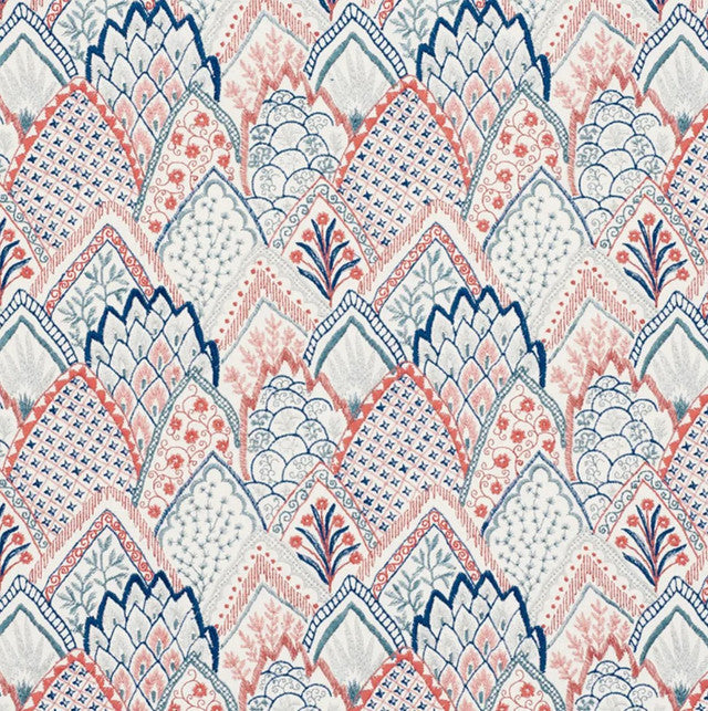 Albizia Embroidery Fabric by Schumacher - Delft & Rose