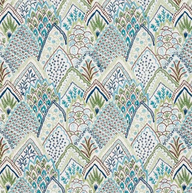 albizia-embroidery-fabric-by-schumacher-temp - Blue & Green