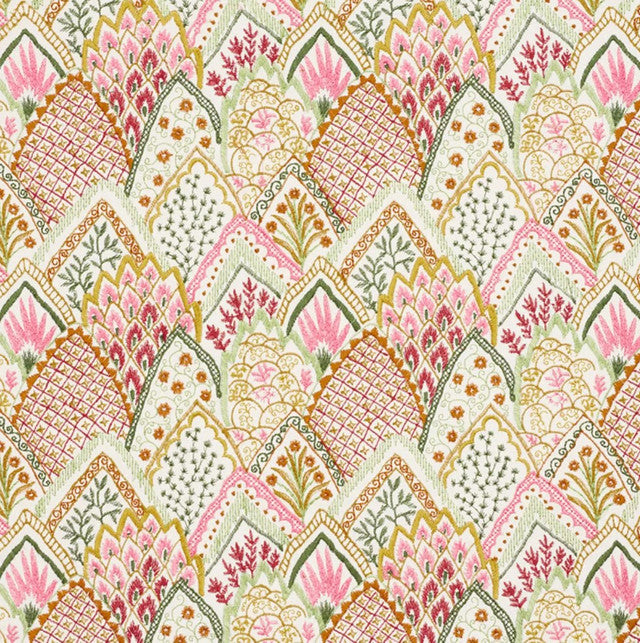 albizia-embroidery-fabric-by-schumacher-temp - Pink & Leaf
