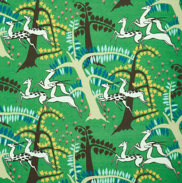 Antelopes Fabric by Schumacher - Jade