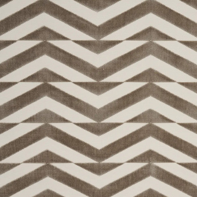 broken-chevron-cut-fabric-by-schumacher-temp - Taupe on Ivory