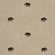 Buffalo Embroidered Fabric by Schumacher - Natural