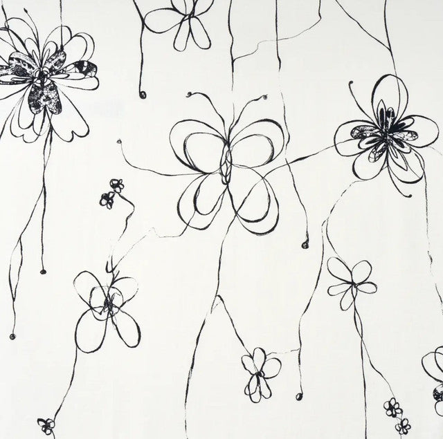 Come Back as a Flower Fabric by Schumacher - Soft Black