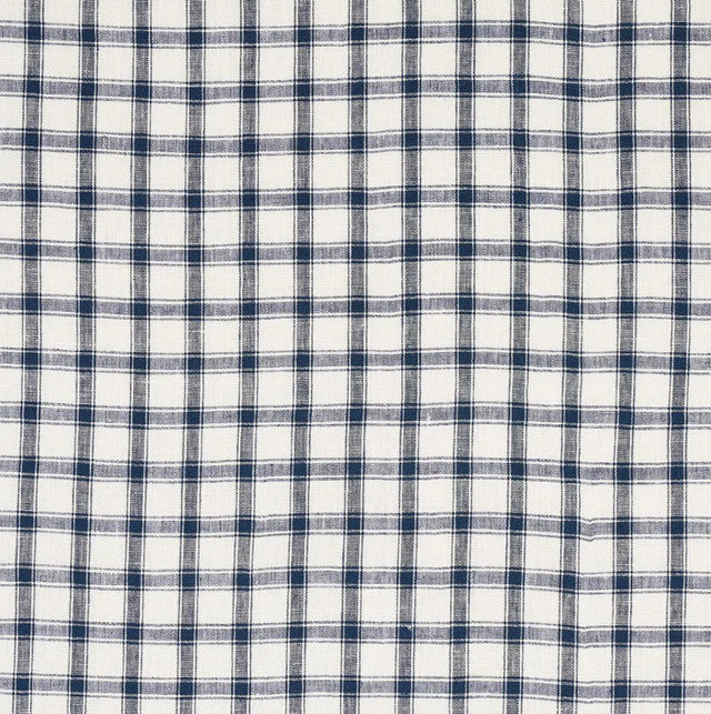 crawford-linen-check-fabric-by-schumacher-temp - Indigo