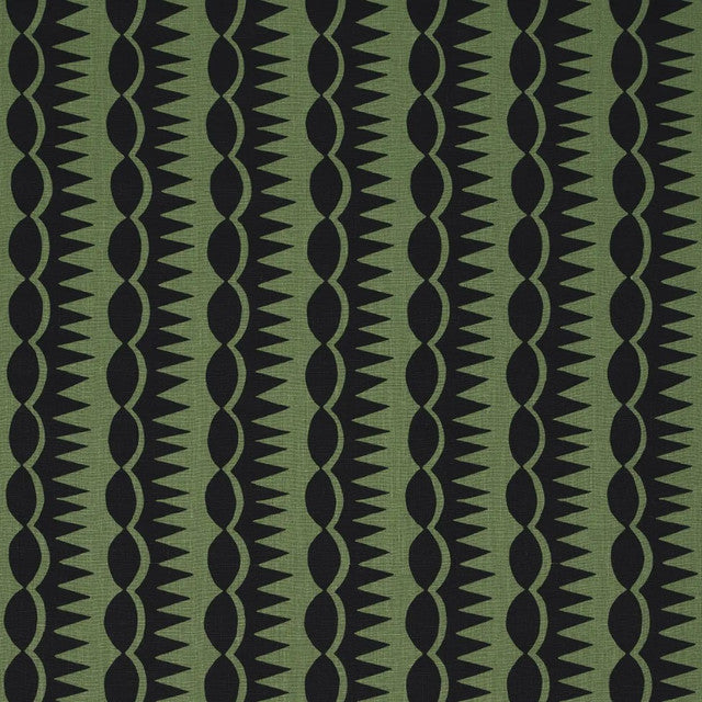 dagger-stripe-fabric-by-schumacher-temp - Black on Green