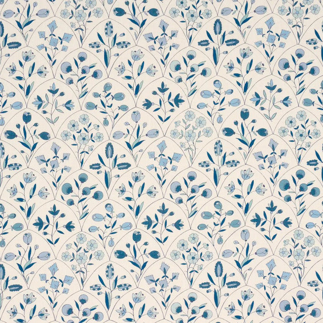 Frances Floral Indoor/Outdoor Fabric by Schumacher - Blues