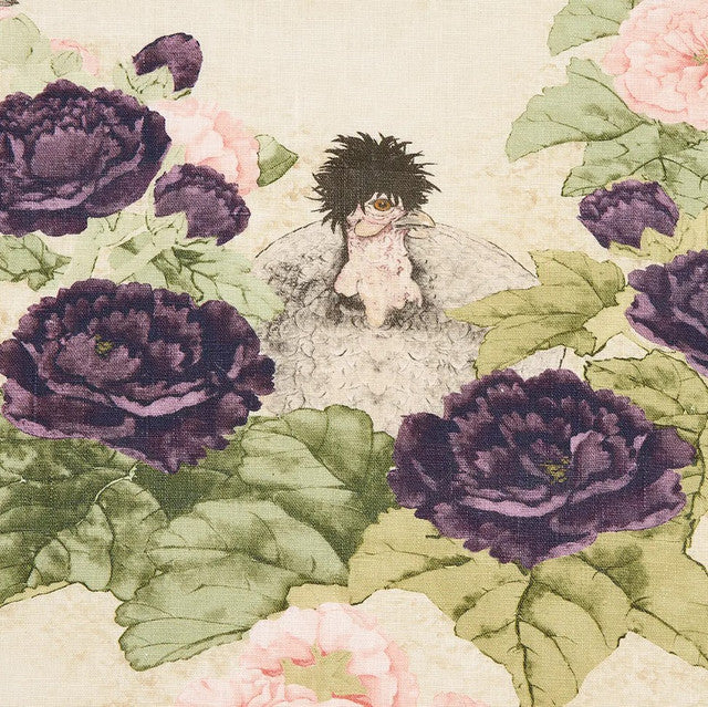 Lady Hollyhock Fabric by Schumacher - Creme