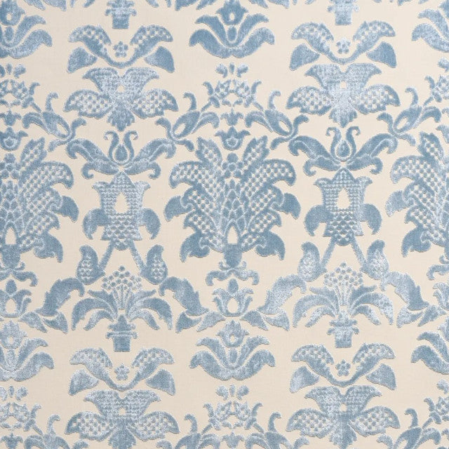 Limbourg Damask Velvet Fabric by Schumacher - Sky