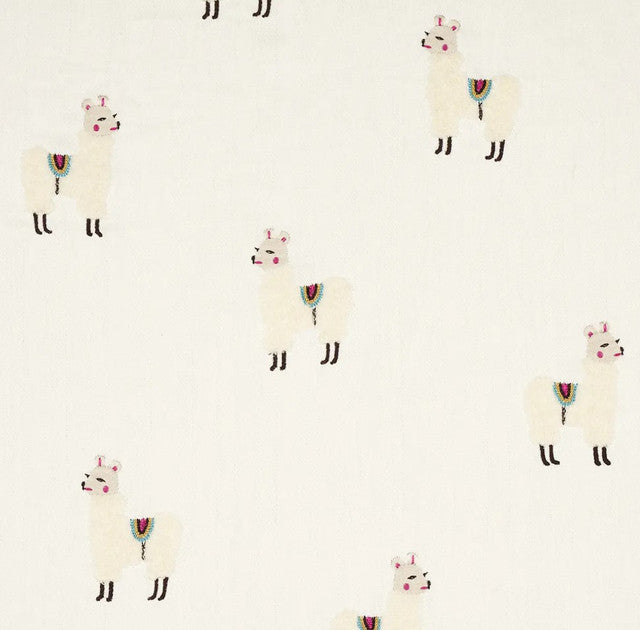 Llama Embroidery Fabric by Schumacher - Multi