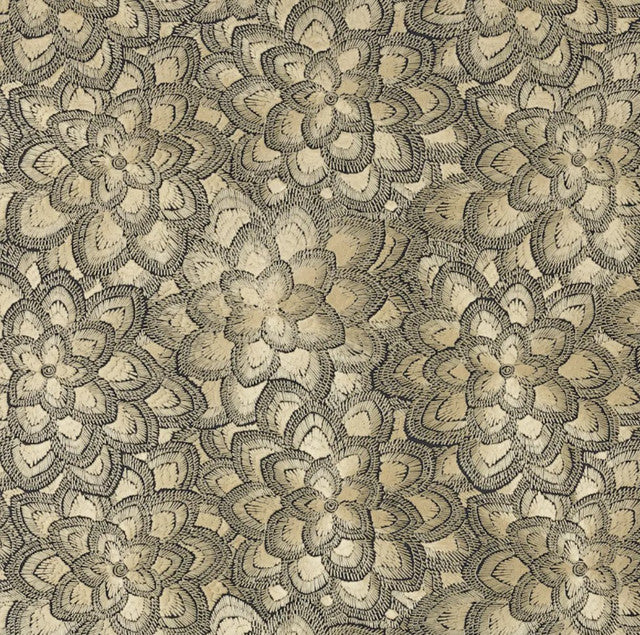 lotus-embroidery-fabric-by-schumacher-temp - Gold