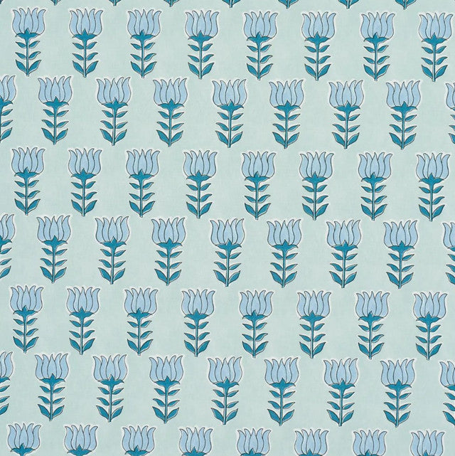 mia-tulip-fabric-by-schumacher-temp - Mineral & Blue