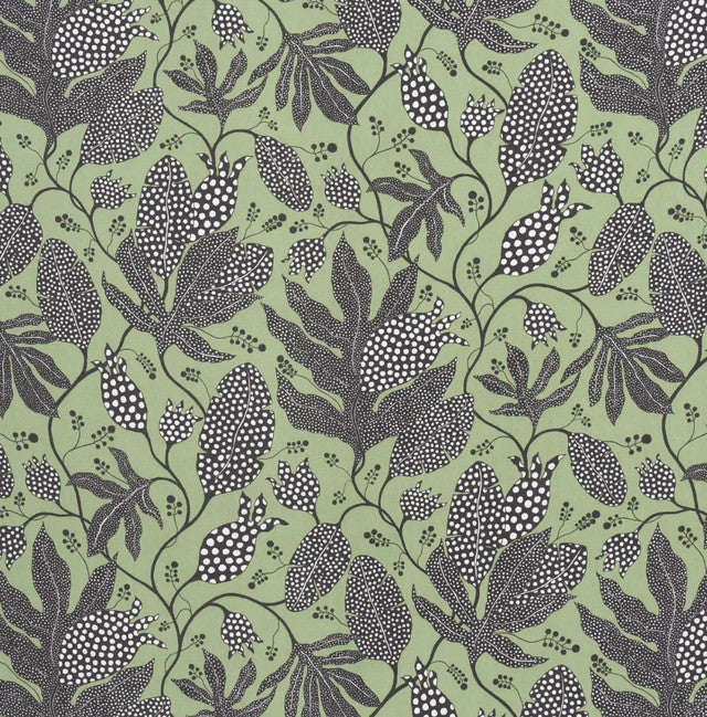 polka-dot-jungle-fabric-by-schumacher-temp - Black & Green