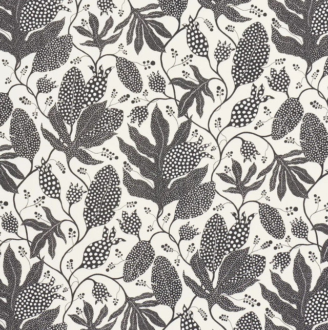 polka-dot-jungle-fabric-by-schumacher-temp - Black & Cream