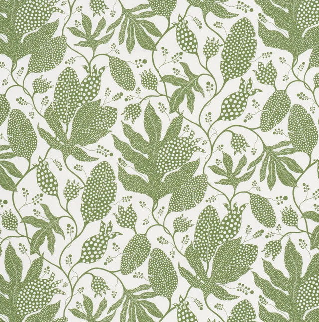 polka-dot-jungle-fabric-by-schumacher-temp - Green & Ivory