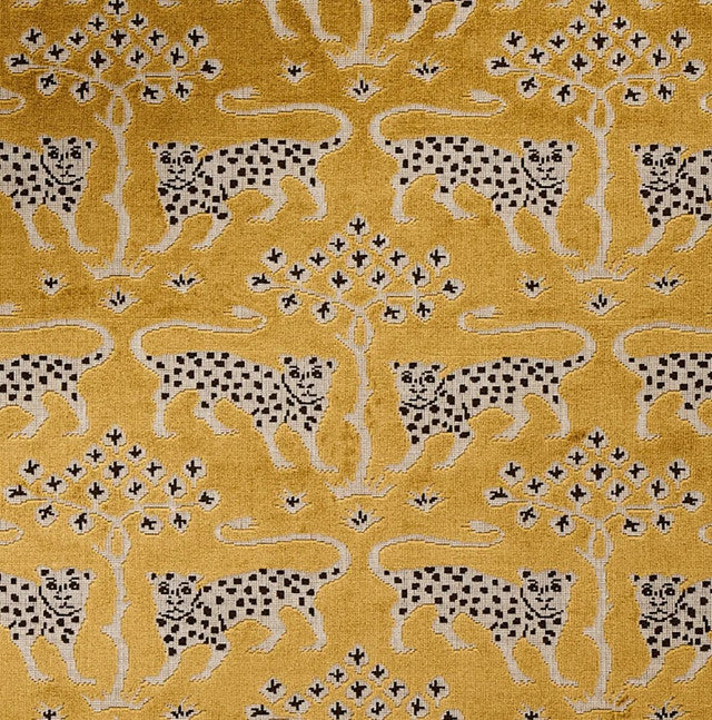 woodland-leopard-velvet-fabric-by-schumacher-temp - Gold