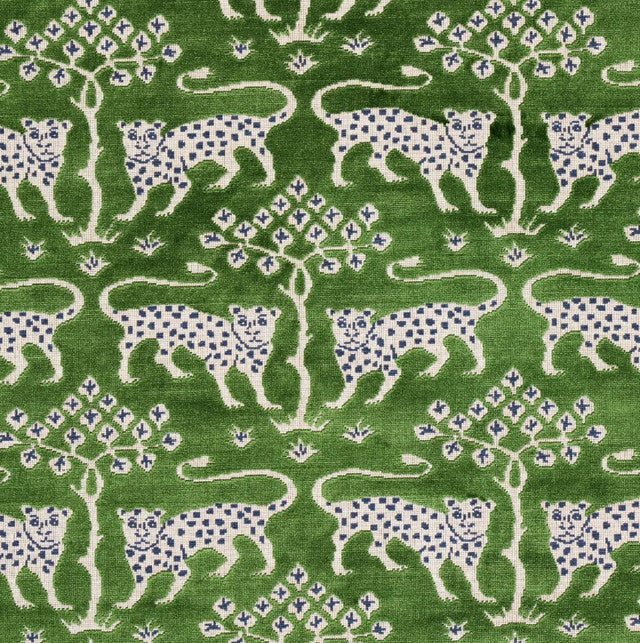 woodland-leopard-velvet-fabric-by-schumacher-temp - Emerald
