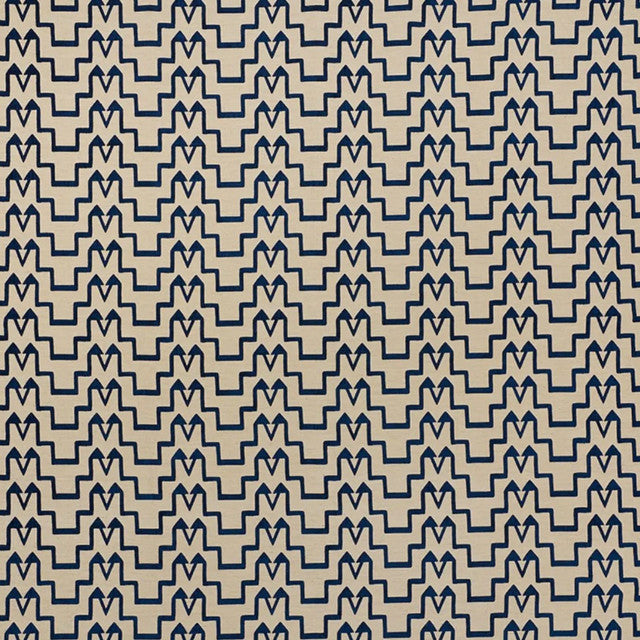 turkish-step-fabric-by-schumacher - Blue/Natural