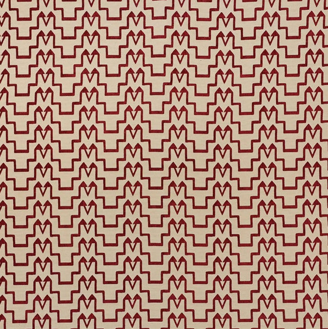 turkish-step-fabric-by-schumacher - Red/Natural