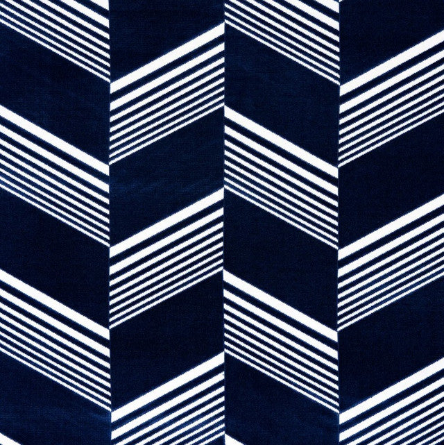 jessie-cut-velvet-fabric-by-schumacher - Navy & White