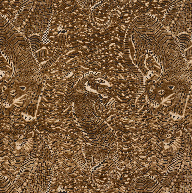 Tigress Velvet Fabric by Schumacher - Gold
