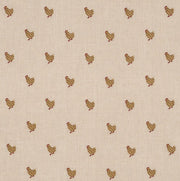 Betsy's Chicken Embroidery Fabric by Schumacher - Natural
