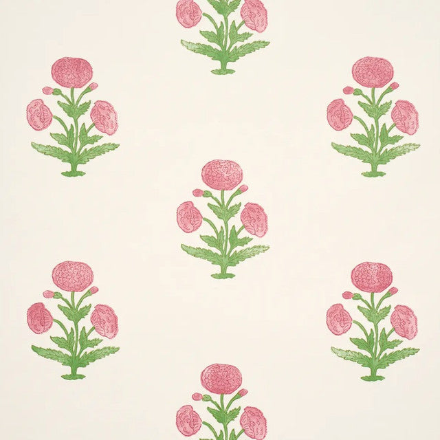 Poppy Print Wallcovering by Schumacher - Rose & Grass