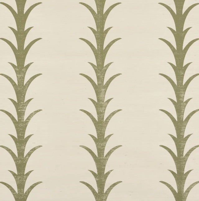 Acanthus Stripe Sisal Wallcovering by Schumacher - Olive