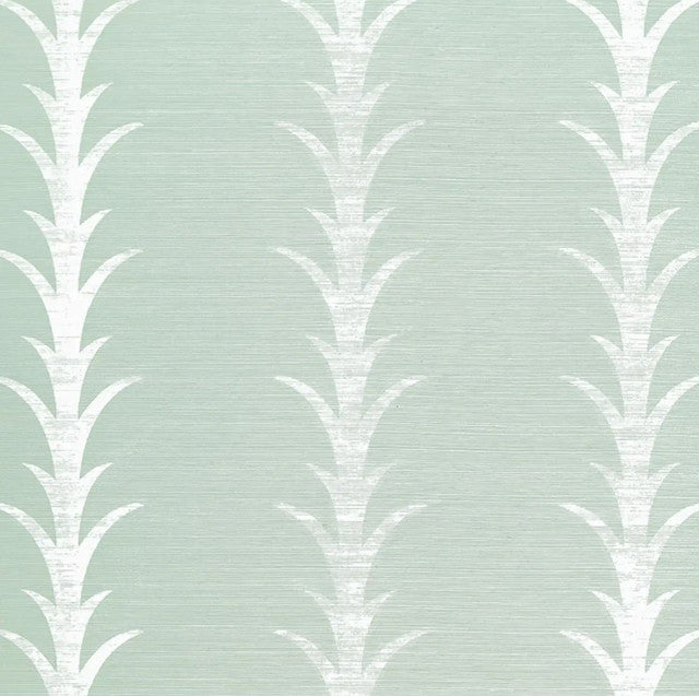 Acanthus Stripe Sisal Wallcovering by Schumacher - Seaglass & Chalk