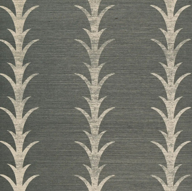 Acanthus Stripe Sisal Wallcovering by Schumacher - Shadow