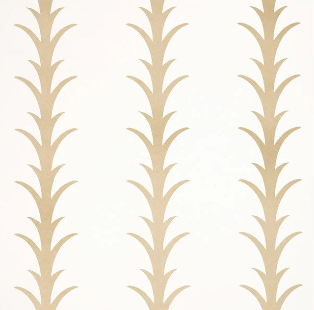 Acanthus Stripe Wallcovering by Schumacher - Gold on Ivory