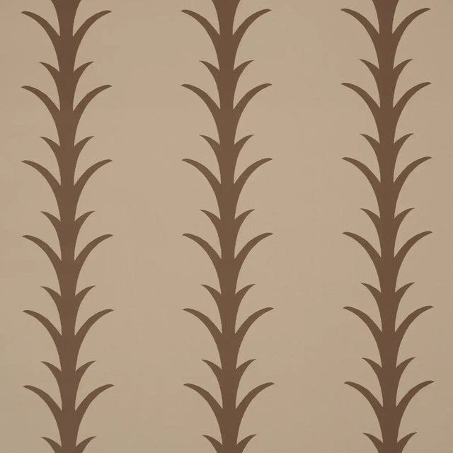 Acanthus Stripe Wallcovering by Schumacher - Brown on Beige