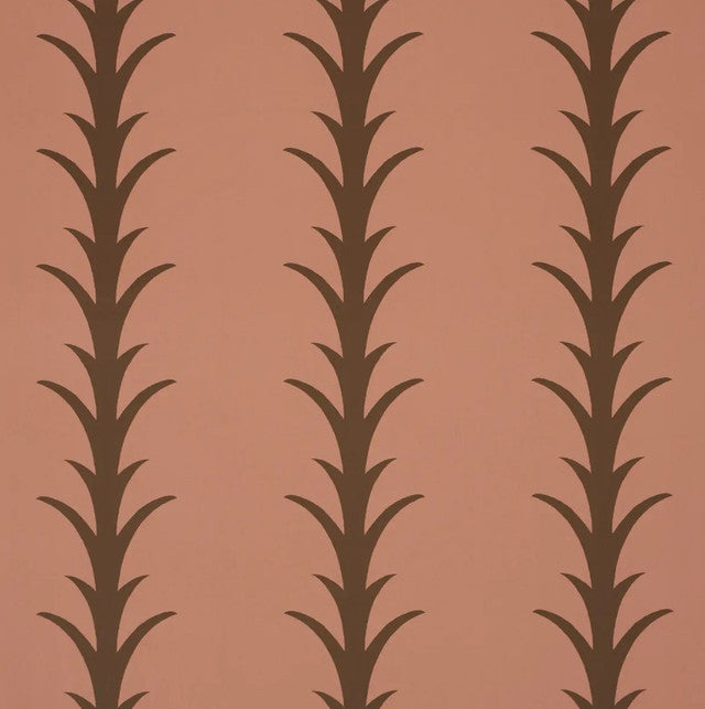 Acanthus Stripe Wallcovering by Schumacher - Brown on Rosewood