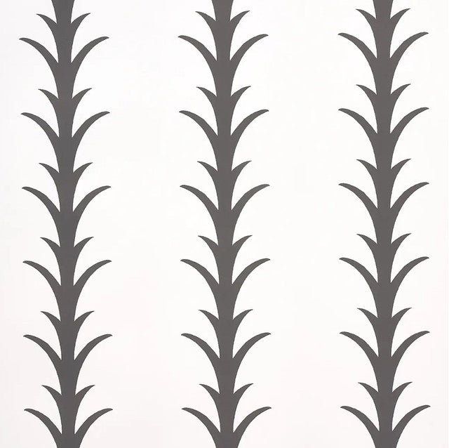 Acanthus Stripe Wallcovering by Schumacher - Carbon on Ivory